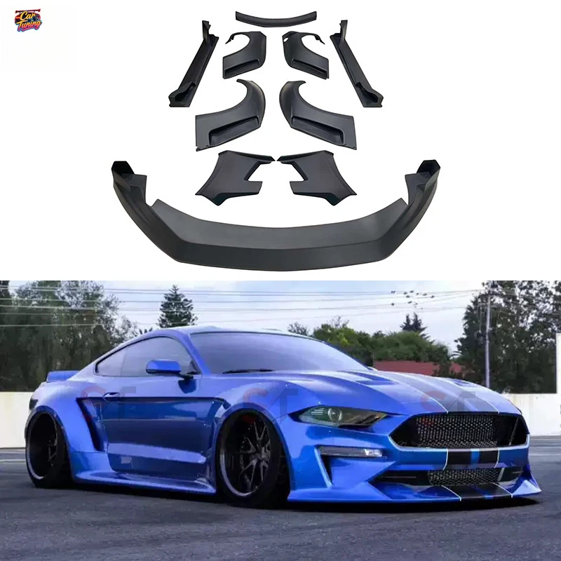 

Suitable for Ford Mustang 18-22 CD model wide-body kit resin front lip, wheel arch trim, rear spoiler, side skirts