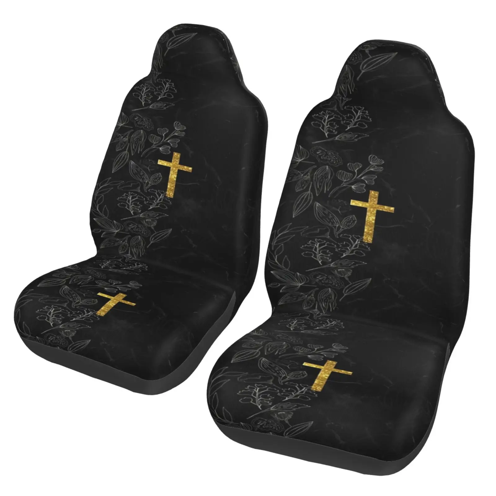 Jesus Cross Print Universal Seat Cover Seat Cushion Four Seasons Car Accessories Interior for Men Car Cushion Seat Covers 2pc