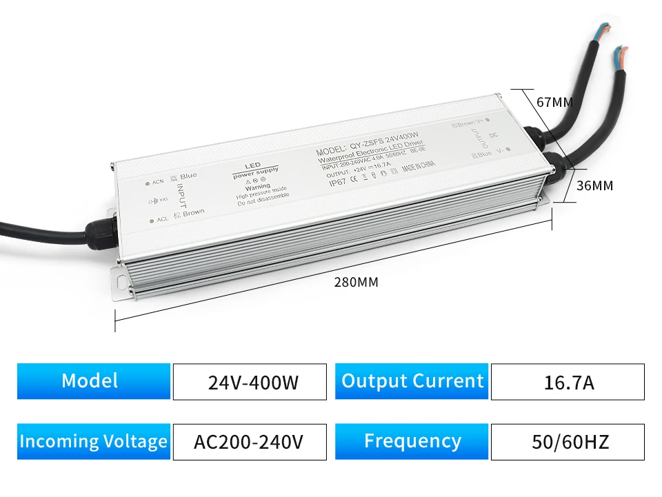OMCH IP67 Waterproof Power Supply Lighting Transformer AC110V-220V to DC12V 24V LED Driver, 10W 20W 30W 50W 100W Outdoor Adapter