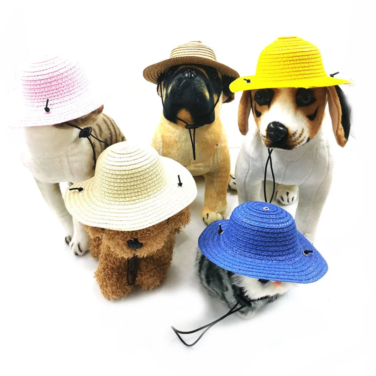 

Vibrant Colorful Stylish Mini Mexican Straw Hat for Dogs and Cats, Adds Flair and Sun Protection to Your Furry Friend's Ensemble