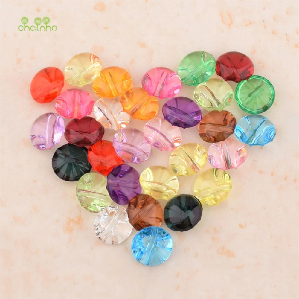 Chainho,Acrylic Crystal Transparent Button,12mm,15 Colors Aailable,50pcs,1 Holes,DIY Sewing Material,Shirts,Skirt Accessories,