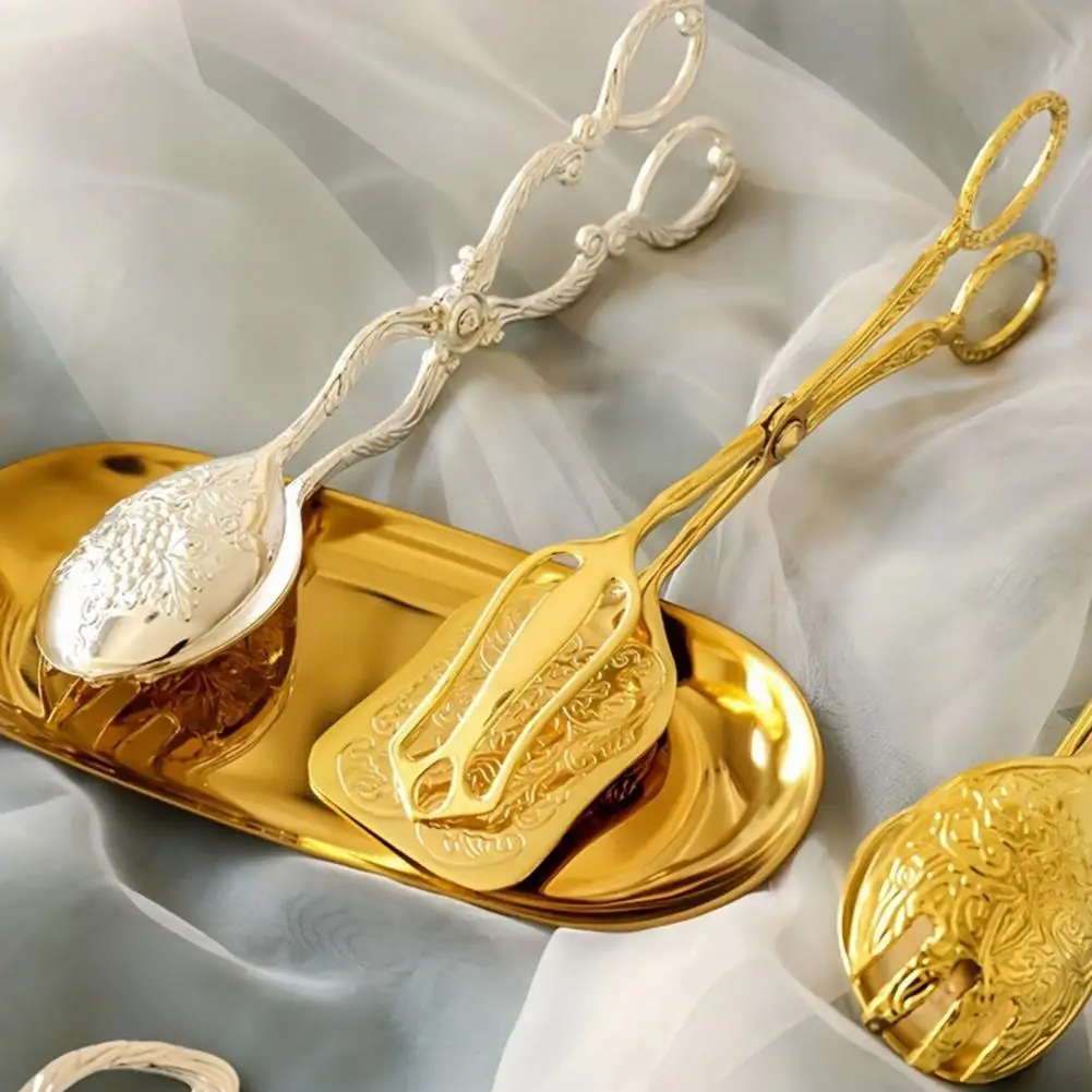 Bread Tongs Cake Clamp Arabic Vintage Style Buffet Barbecue Serving Tongs For Kitchen Cake Baking Desserts Salad Frying Grilling