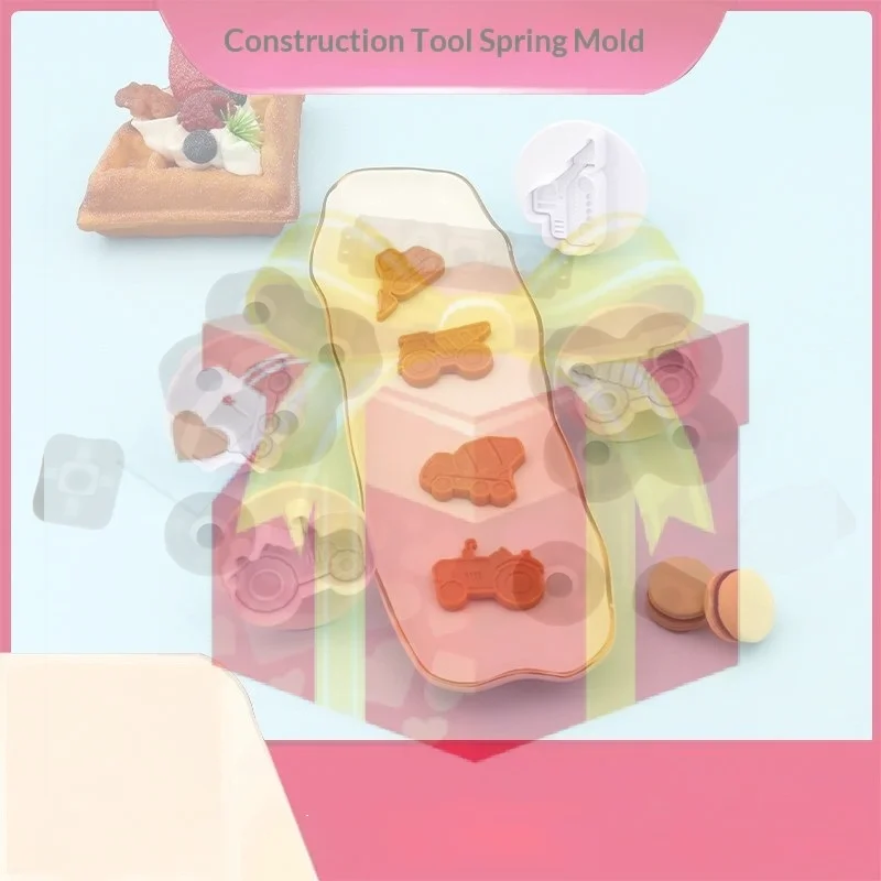 4pcs 3D Car Plane Cookie Cutter Biscuit Mold Train Vehicle Transportation Baking Stamp Press Plunger Sugarcraft Fondant Cutters