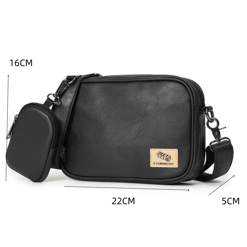Japanese Style Crossbody Bag Men 2 in 1 Casual Square Shoulder Bag For Men Soft Pu Leather Shoulder Messenger Bag Satchels Male