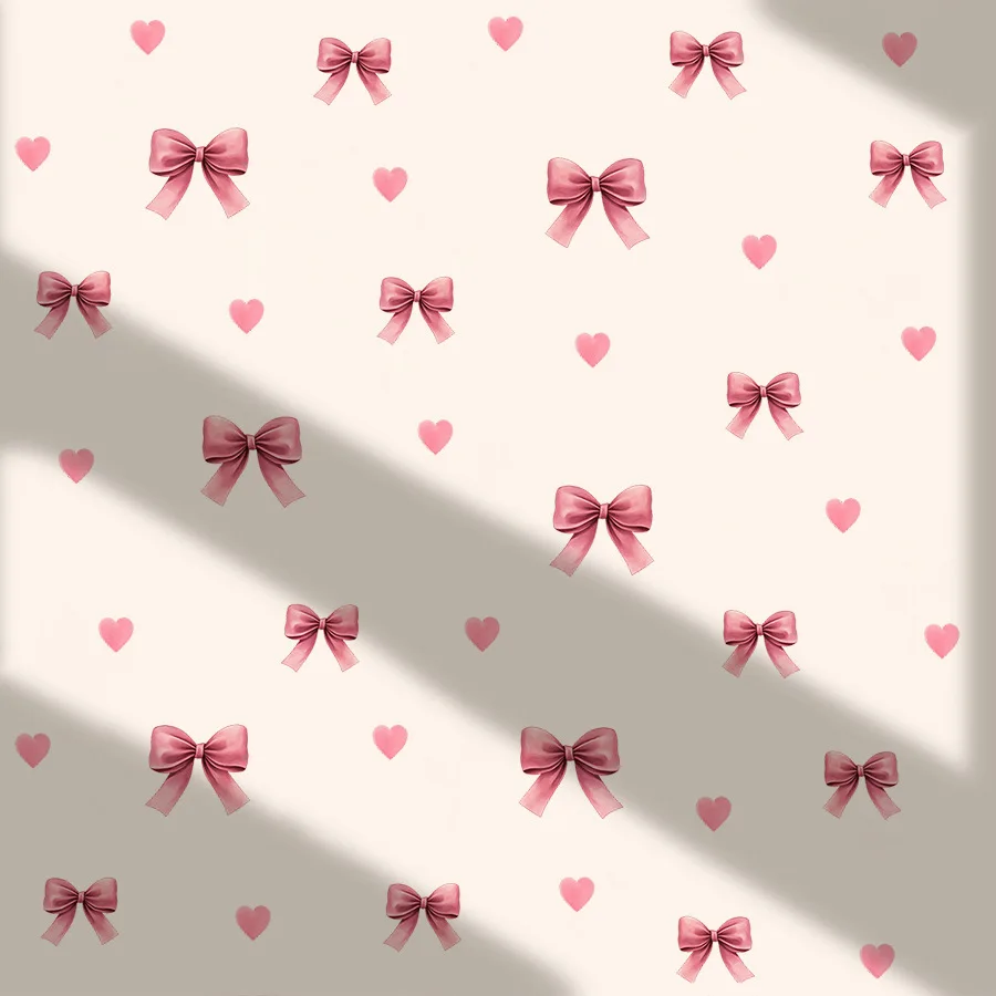 Pink Bow & Heart Wall Decals, Removable Peel and Stick Wall Stickers, Cute Bow Decor for Girls Bedroom Nursery