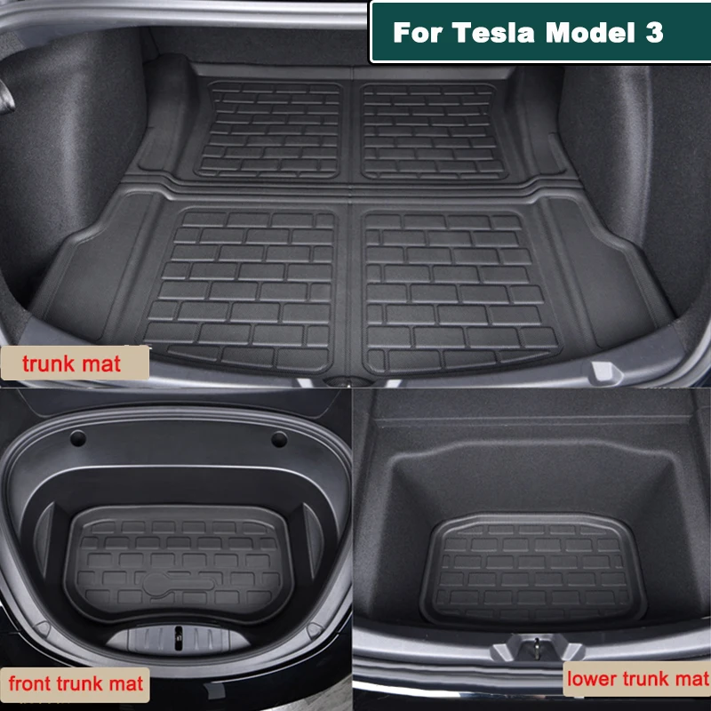 For Tesla Model 3 / Model Y Car Trunk Mat LHD/RHD Floor liner Full Set XPE New Upgrade Waterproof Dirt-proof Pad Accessories