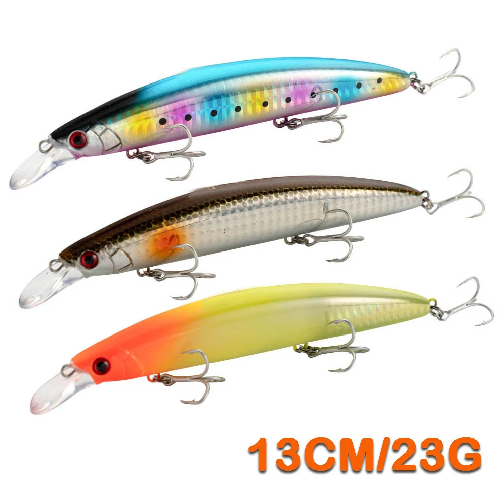 1PCS Floating Minnow Bait 130mm 23g Inshore Long Casting Swimbait Fishing Lure Artificial Wobblers Hard Bait for Pike Bass Pesca