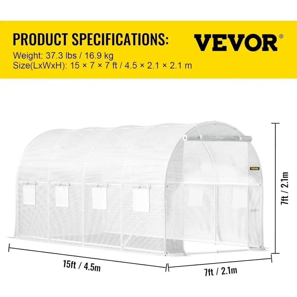 Imagem -05 - Walk-in Tunnel Plant Hot House Aros de Aço Galvanizado Porta com Zíper Roll-up Windows Estufa Casa Verde 20x10x7 Pés