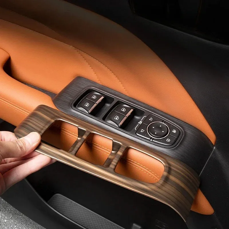For Haval H9 24-26 Peach Wood Grain Car Gear Shift Panel Trim Window Glass Lift Button Switch Cover Trim Interior Accessories