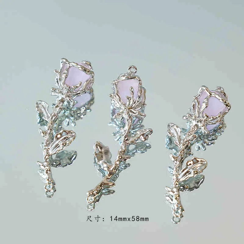 3PCS [Rose Half Bracelet] 3D Rose Alloy Half Bracelet Pendant DIY Beaded Necklace Bracelet Accessory Comp image 4