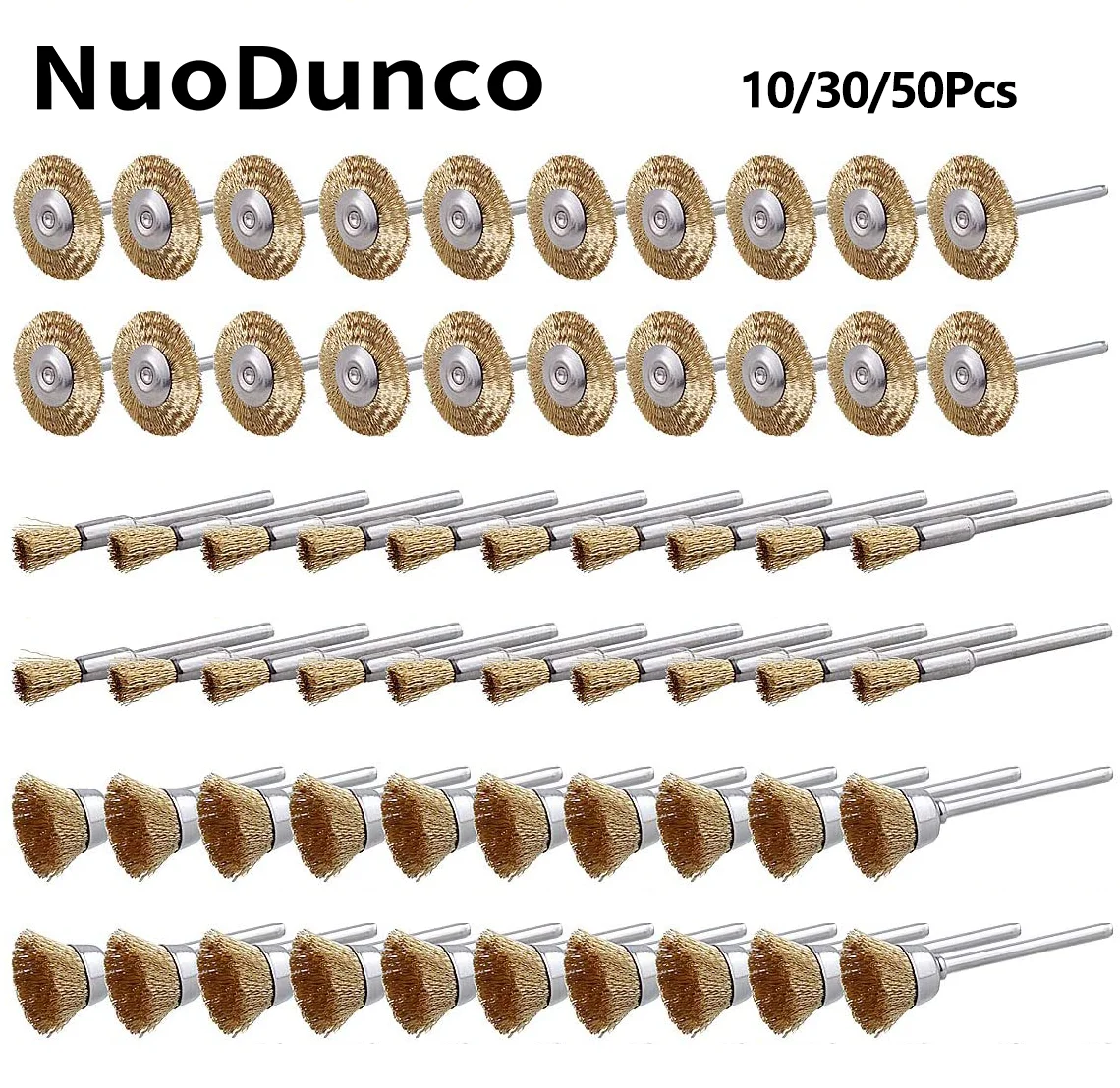 10/30Pcs Steel Wire Brush for Dremel Rotary Tool Electric Dremel Drill Bit Polishing Grinding Wheel T-shaped Brush Accessories