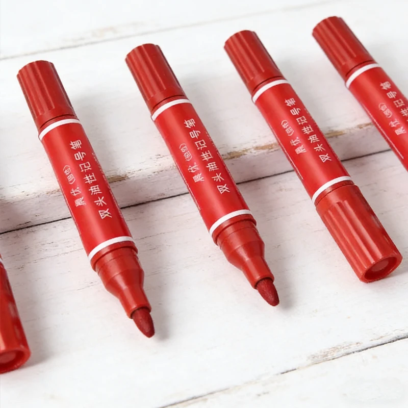 

Набор из 5 маркеров с толстым наконечником: водостойкие, быстросохнущие, черные, красные, синие, масляные маркеры с двойной головкой, перманентные маркеры