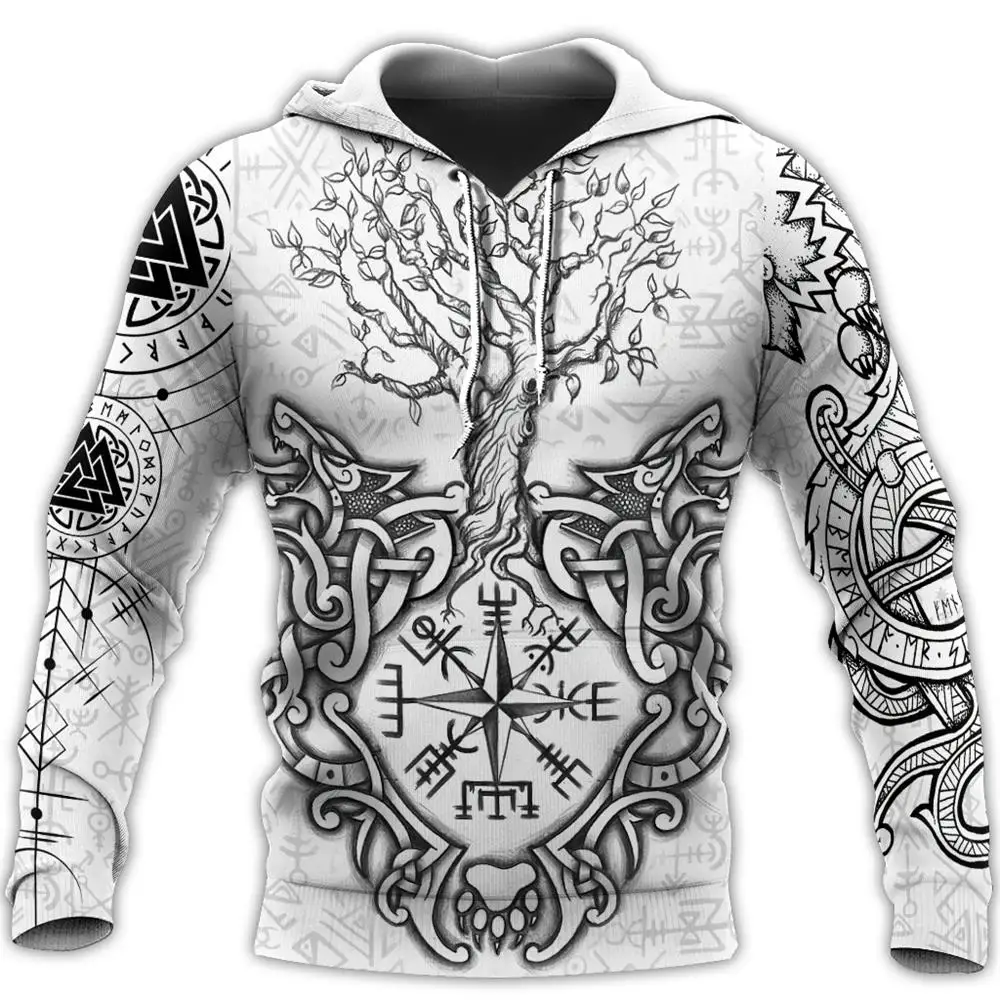 Men's Sweatshirts 3D Print Vikings Classic Wolf  Men's Hoodies Jacket Spring Autumn Fashion Pullovers Hip Hop Punk Oversized Clo