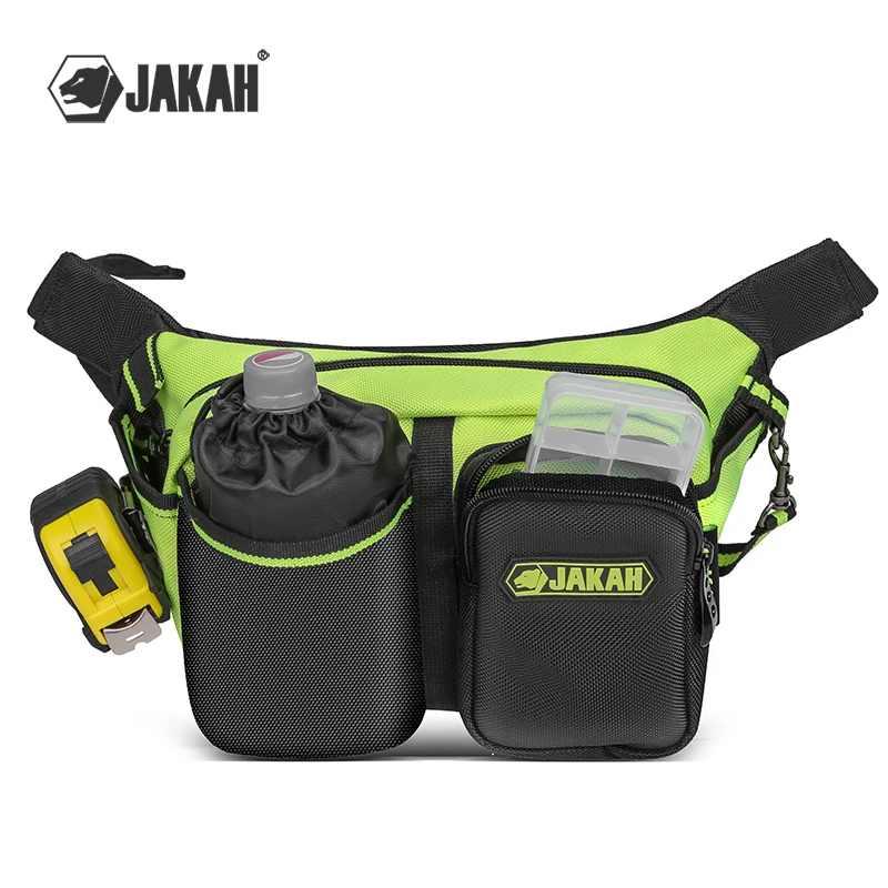 Jakah Durable Electrician's Waist Pack - Multi-Functional, Oxford Canvas Tool Bag with Thick Woodworking Pockets HL015