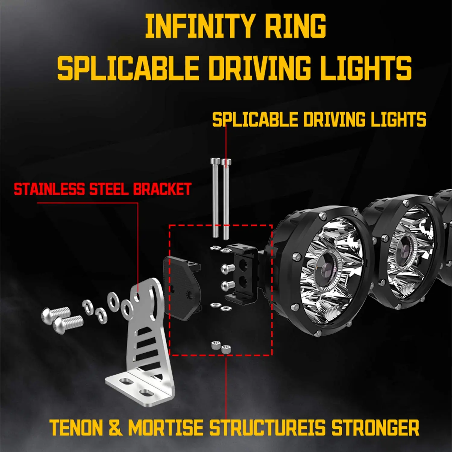 YBYZ 17-52Inch LED Light Bar 4x4 Off Road bull pods Lights Flood Spot Combo roof Driving Work Light with Wiring Harness for JEEP