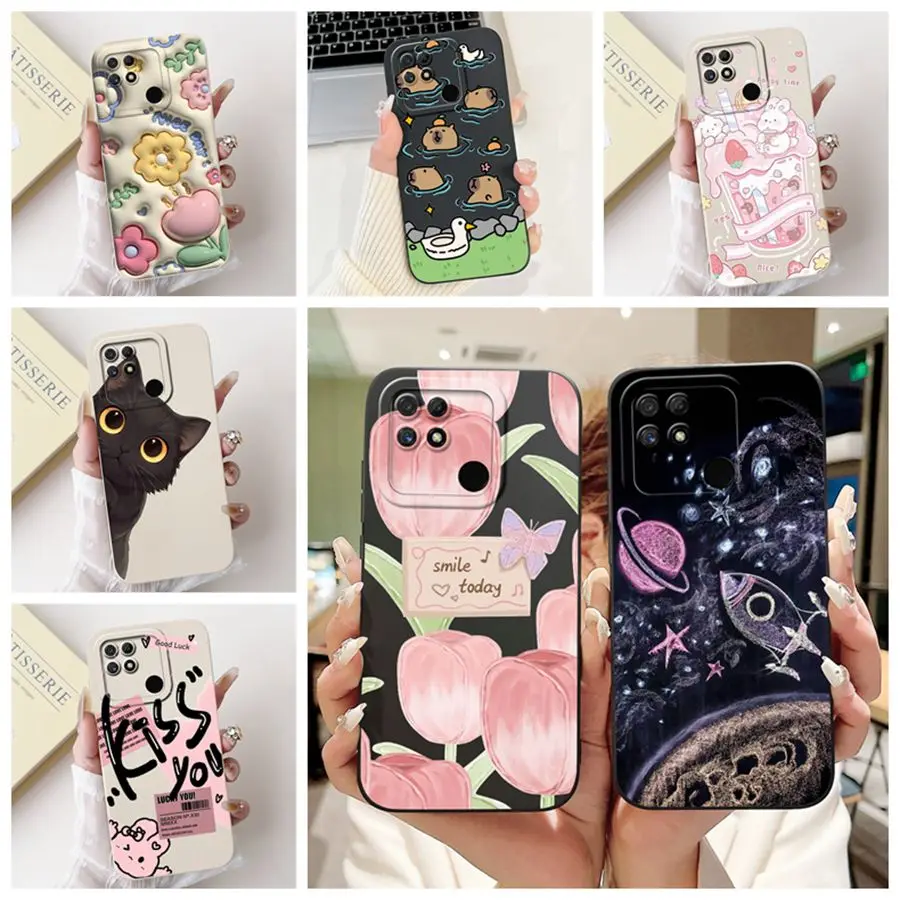 Чехол Forr Realme Narzo 50A RMX3430, жидкий силиконовый чехол с цветком, матовый чехол Realme Narzo 50A Narzo 50 A, задняя крышка-бампер