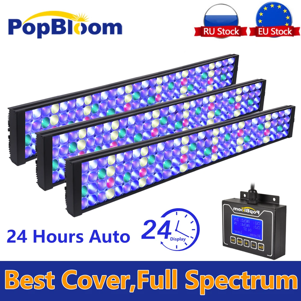 

PopBloom-Smart Full Spectrum Marine Aquarium Reef LED Light Saltwater Aquarium Lamp for Coral Fish Tanks And Aquarium,250-300cm