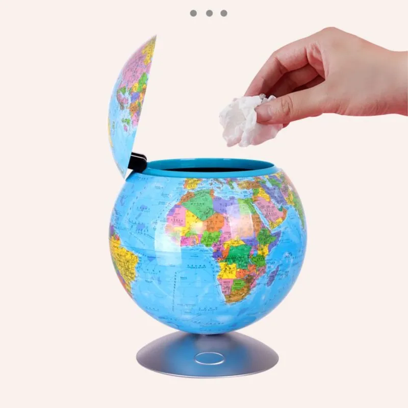 Creative Children Globe Shaped Garbage Bin Storage Can Desktop Study Bedroom Living Room Intelligent Ball Style Waste Bin ZG423