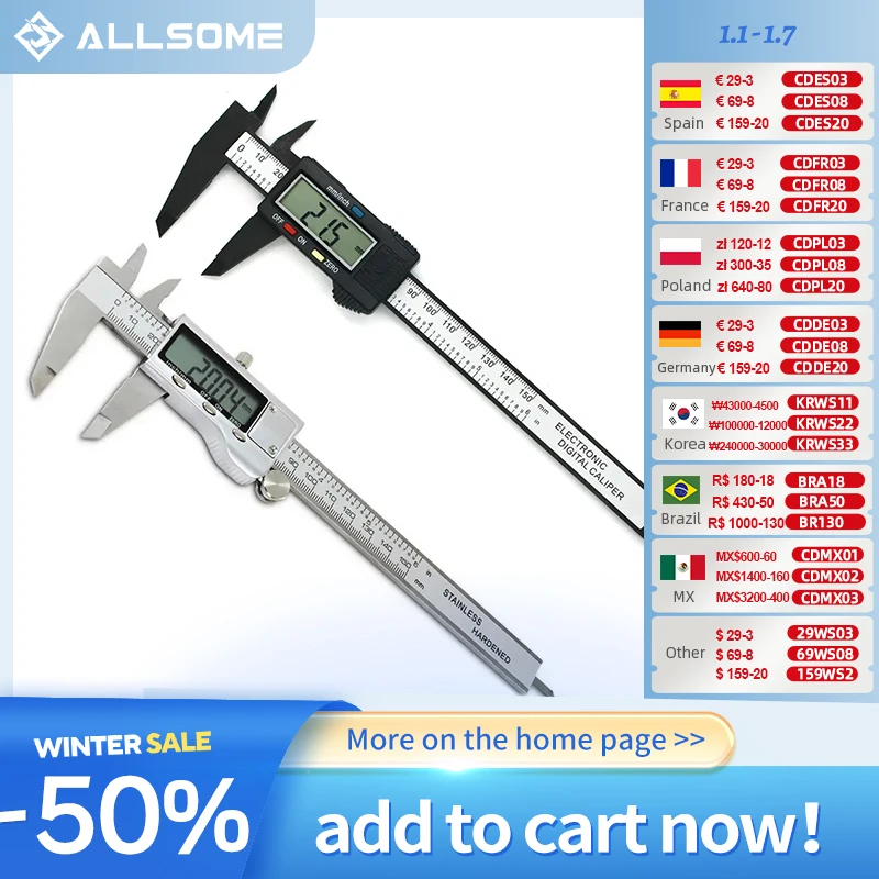 Digital Caliper Tool Stainless Steel Vernier Caliper Digital Micrometer with Large LCD Screen, Easy-Switch from Inch Metric