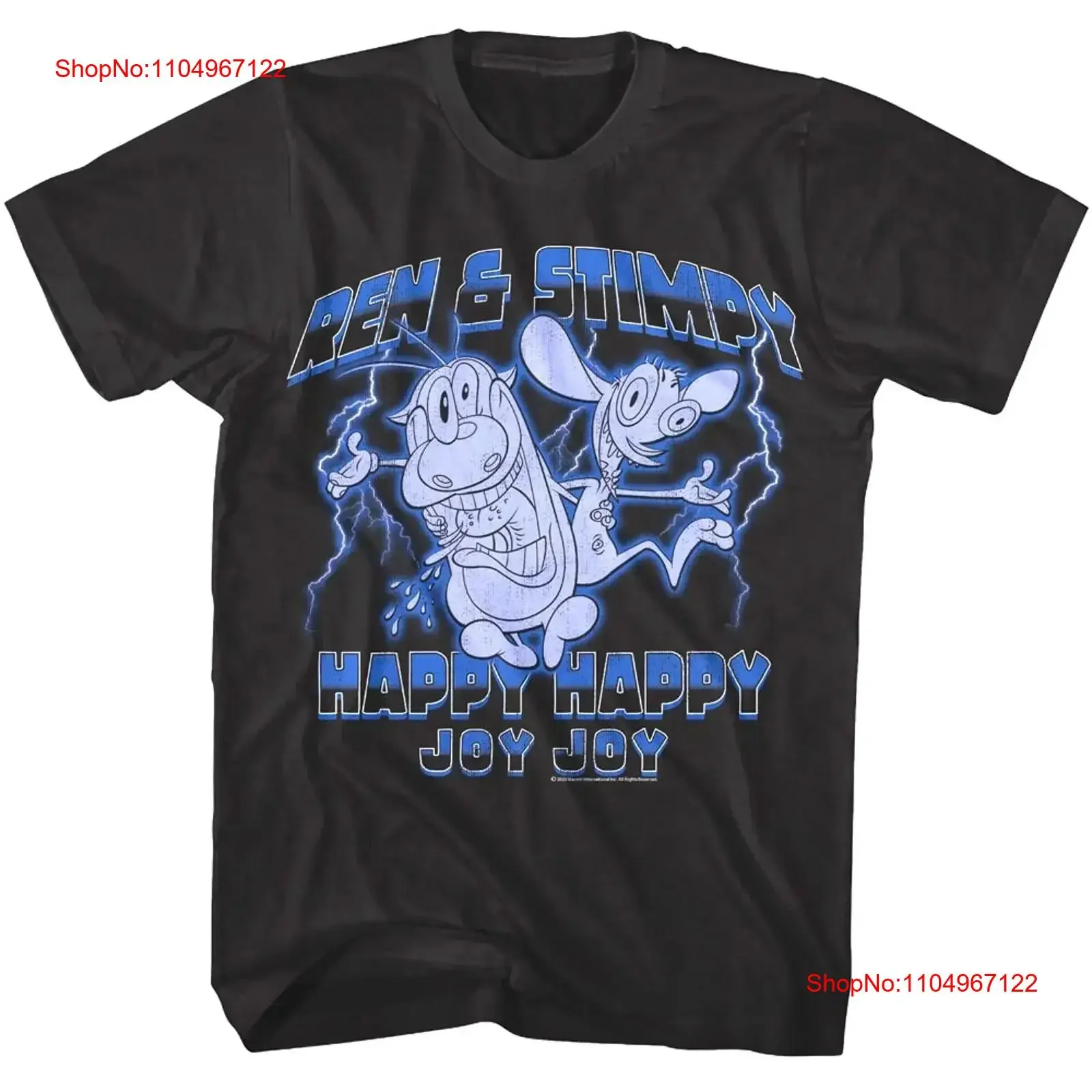 

Ren and Stimpy Happy Joy Lightning Men's T Shirt vintage Washed Unisex Comfortable designer clothes streetwear Versatile Soft