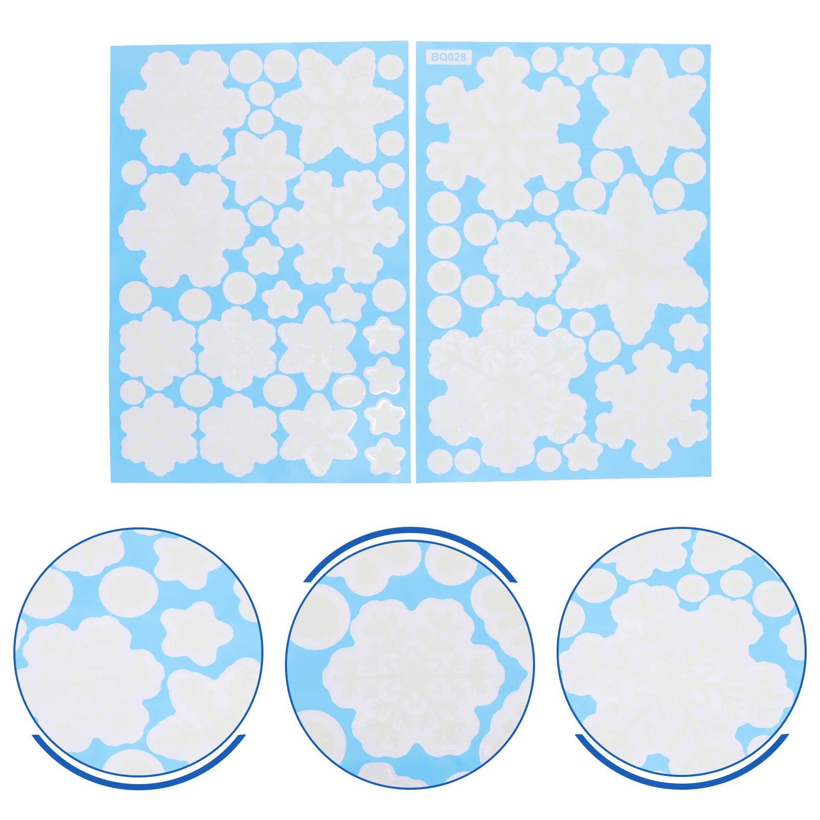 

2 Sheets Christmas Snowflake Luminous Stickers Decorative Xmas Electrostatic Fluorescent Snowflake Decals for Party Home Window