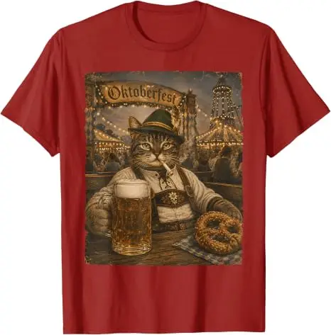 Oktoberfest Herren Lederhosen Lustiges Deutsches Biertrink-Meme T-Shirt Y2k Oktoberfest Kostüm Grafik Katze Papa Trinker T-Shirt Geschenk – Detail 11