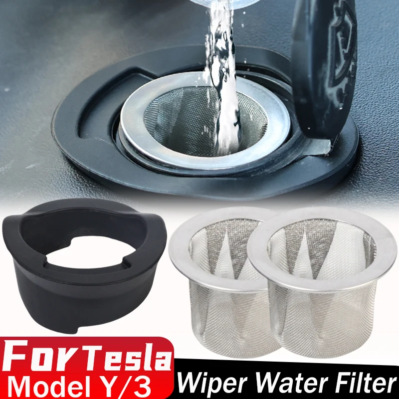 Car Wiper Filler Gap Plugs Wiper Intake Filter Gap Plugs Anti-blocking Cover Filter Mesh Tuning Accessories for Tesla Model 3/Y