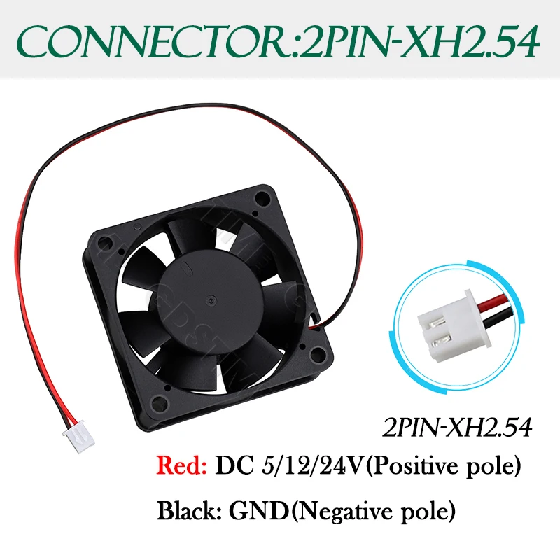 Wentylator Gdstime 6020 24V 12V Chłodzenie 60MM*20MM DC Bezszczotkowy Wentylator Chłodzący 60MM Podwójny Kulowy Radialny Wentylator do Drukarki 3D i Chłodzenia Silnika