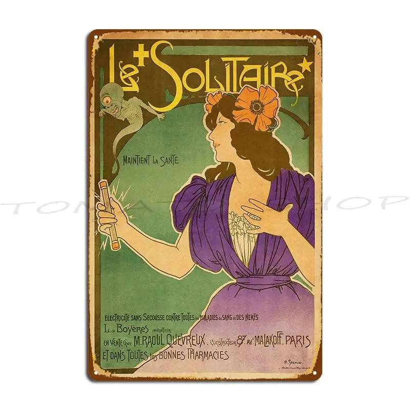 Le Solitaire Female Vibrator Device French Nouveau 1900 Metal Sign Kitchen Club Party Cave Printing Tin Sign Poster