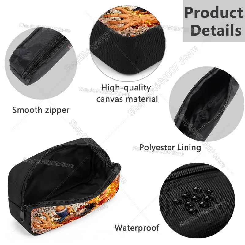 Anime Luffy Cancas Student Pencilcase One Pieces Print Pencil Bag School Supplies Stationery Storage Pouch Pen Box Case - view 4