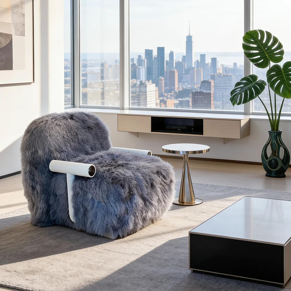 # Indoor Living Room Tufted Wool Armchair Comfortable Nordic Single Sofa Chair Home Leisure Furniture
