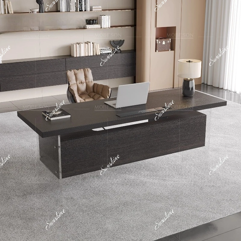 Italian minimalist desk design, high-end home study, acrylic office