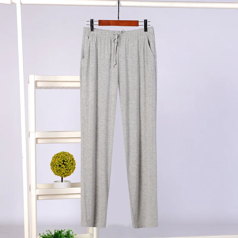 Modal Fabric Men Pajama Pants Home Trousers Plus Large Size Solid Color Leisure Loose Sweatpants Elastic Waist Sleeping Pants