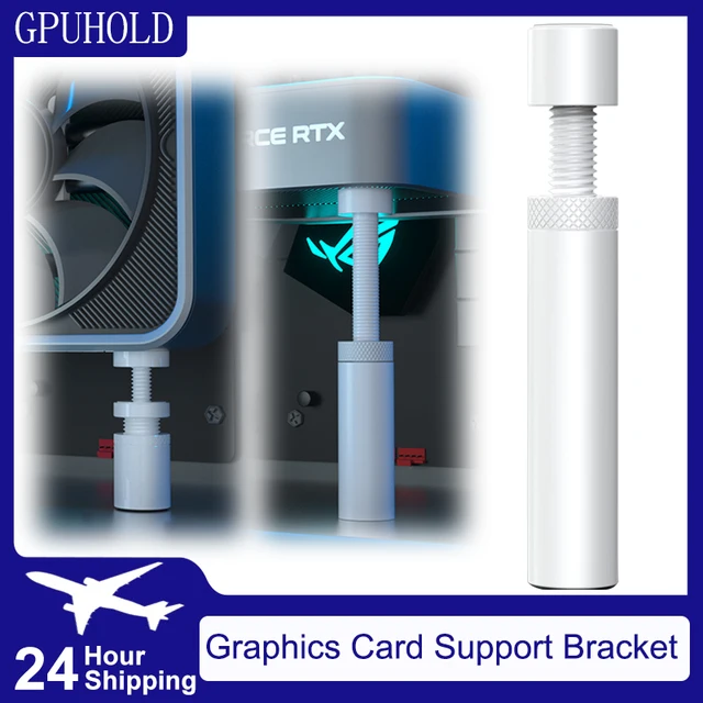 GPUHOLD Biały wspornik podtrzymujący kartę graficzną GPU Wspornik podtrzymujący kartę graficzną Wspornik podtrzymujący kartę graficzną Uchwyt GPU Stojak zapobiegający zwiotczeniu Aluminiowy uchwyt 27-120 mm