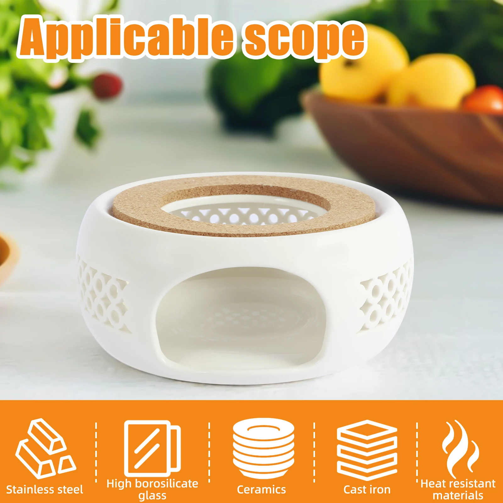 Ceramic Teapot Warmer Holder Base Hollow Ceramic Teapot Heater Base Practical Tea Coffee Water Warmer Candle Heating Base Holder