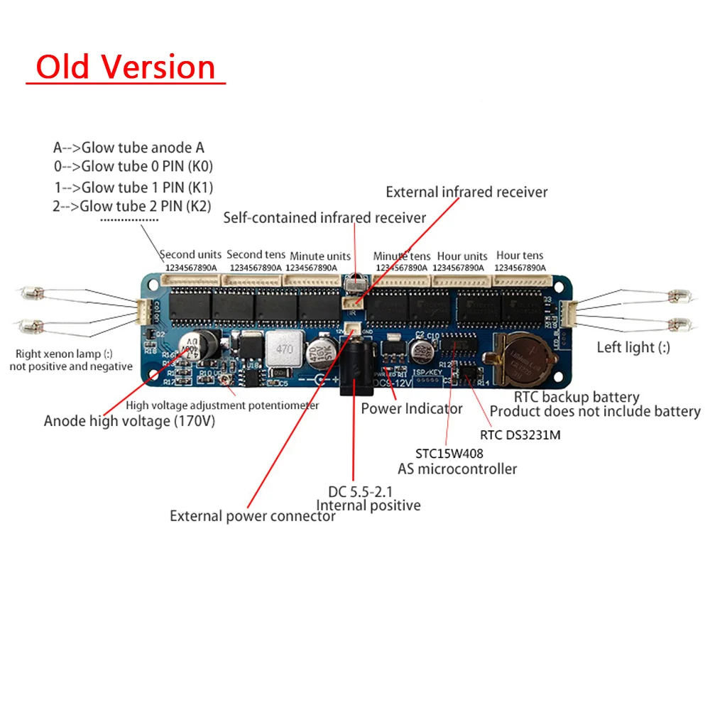 Universal Nixie Tube Clock Motherboard Controller Board With Remote Control MAX1771 For In12 In14 In18 IN8 Qs30-1 Glow Tube