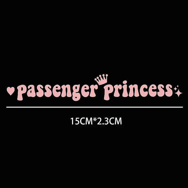 15x2.3cm Passenger Princess Car Sticker, Funny Crown Letter Decal, Universal Vinyl Label for Car Rearview Mirror Decor