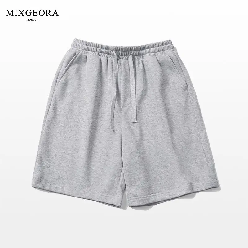 Shorts esportivos de rua retrô masculino, calça reta casual, Y2K, monocromático, de cinco pontos, verão