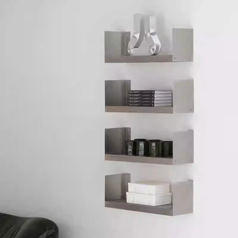 

Living room laminate shelf household wall bookshelf stainless steel wall display rack creative background wall decorative rack