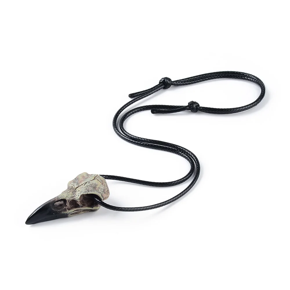 3D Raven Skull Necklace Resin Replica Raven Magpie Crow Poe Gothic Gift,Halloween Raven Skull Necklace,Goth Bird Skull Jewelry