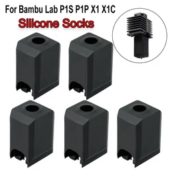 For Bambu Lab X1 X1C Silicone Socks Hotend Extruder Heated Block Cover High-temperature Case For bambulab p1s p1p Black Cover