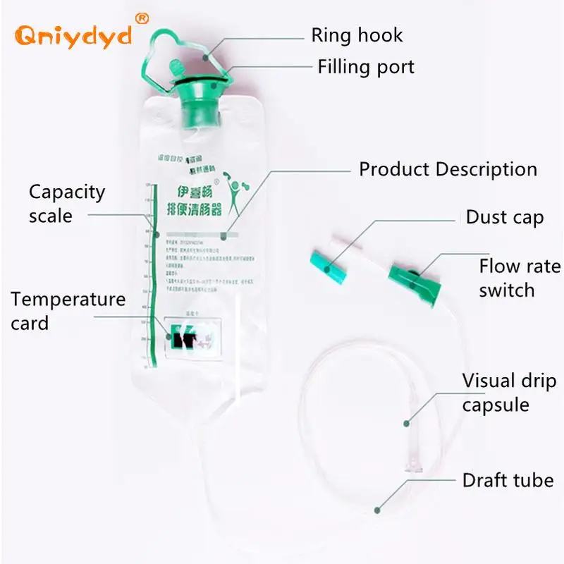 Home Colon Cleansing Enema Colon Anal Douche Rinse Kit Bag Reusable Cleansing Detox 1200Ml