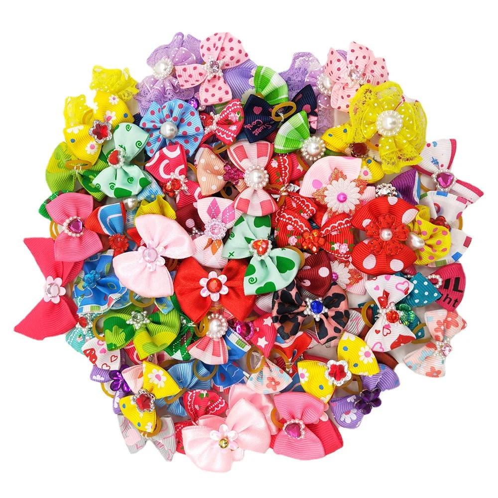 10/20/50Pcs Cute Pet Dog Bows Ball Hair Accessories Grooming Puppy Hair Accessories With Rubber Bands Pet Headwear Dropshipping