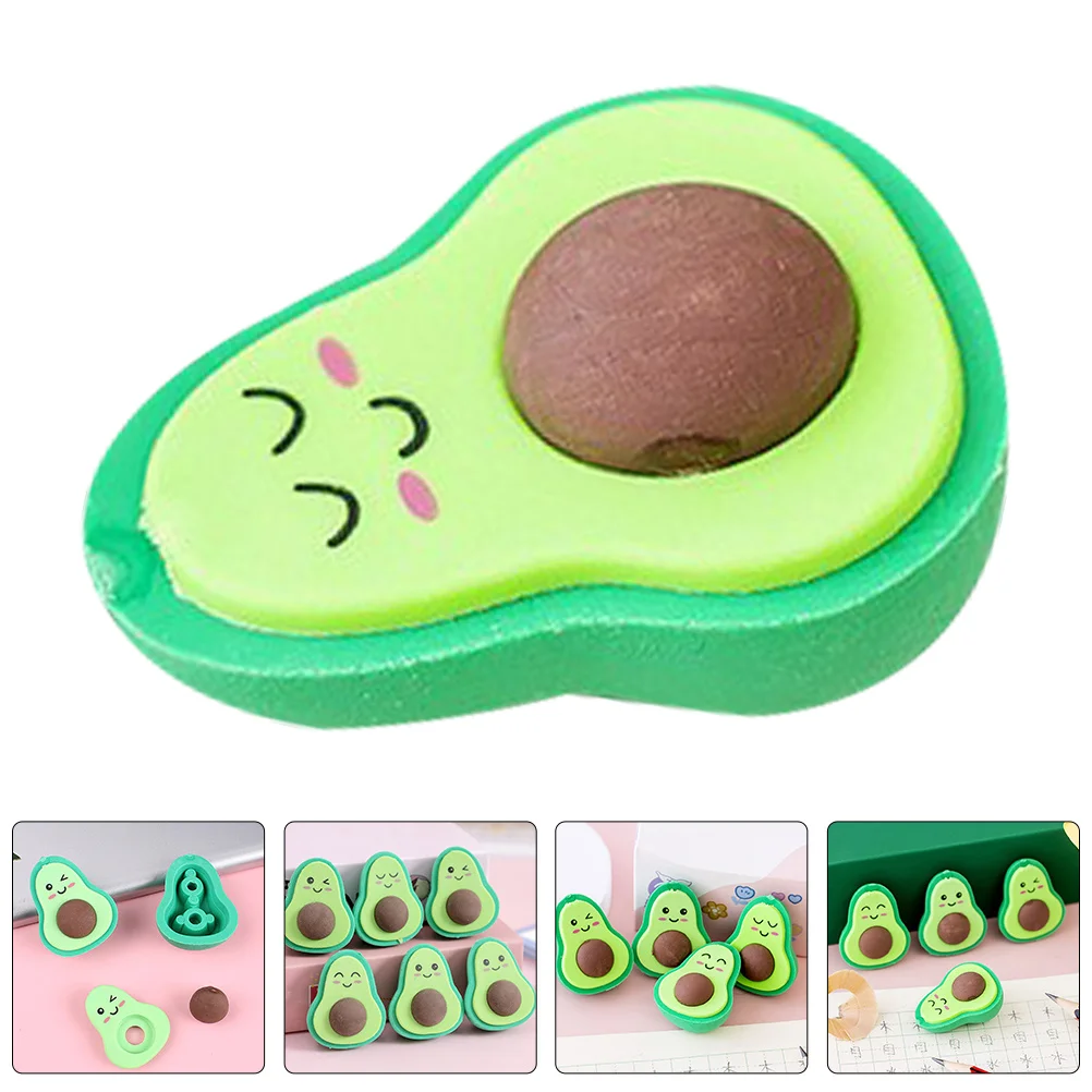 

20Pcs Bulk Avocado Cartoon Erasers Cute Portable Erasers for Drawing Office Classroom Supplies Small Eraser Gifts