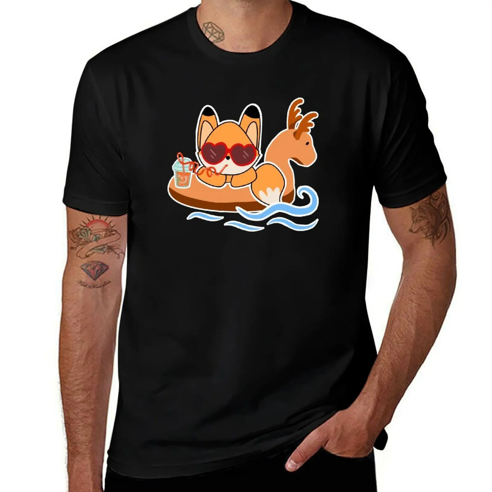 

Cool Vixen on a Stag Float – Cute Summer Fox Design T-Shirt basketball graphic tees oversize t-shirts man mens cotton t shirts