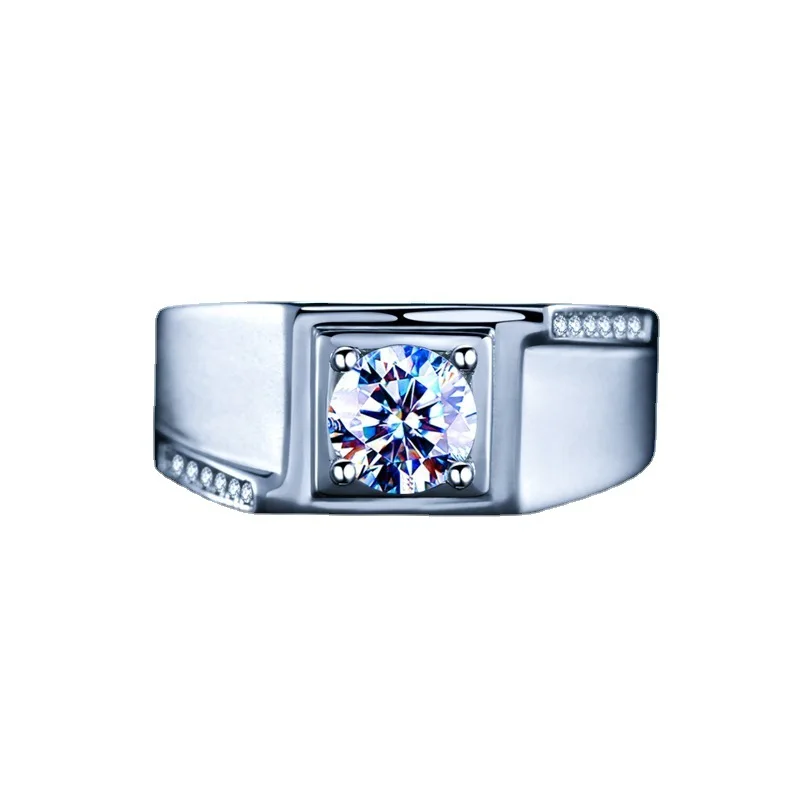 1 Carat Real D Color Moissanite Lab Diaomnd Rings for Men Women Stunning s925 Silver Finger Ring Fine Jewelry