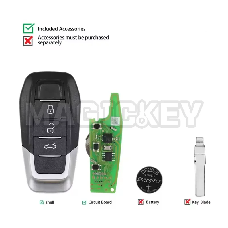 1/2/5 قطعة Xhorse XKFEF5EN FA.LL نوع السلكية مفتاح قابل للطي 3 أزرار مشرق الأسود العالمي مفتاح بعيد #3