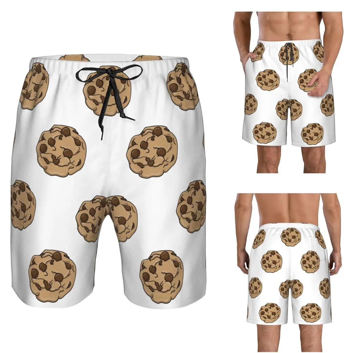 Chocolate Chip Cookie Trunks Beach Board Shorts Casual Quick Dry Swim Summer Men Pants