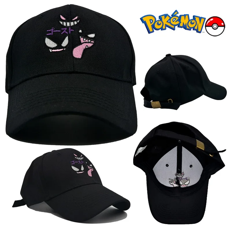 Pokemon Gengar Baseball Cap for Man Women Gothic Cotton Embroidered Sun Hat Cartoon Peaked Cap Hip Hop Street Hats Accessories