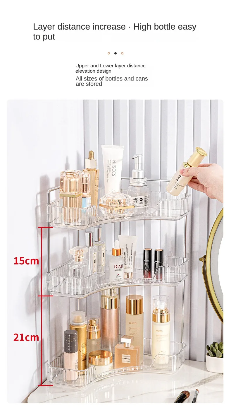 Corner Rack For Bathroom Vertical Washstand Large Capacity 3-layer Skincare Organizer Perfume And Fragrance Shelt